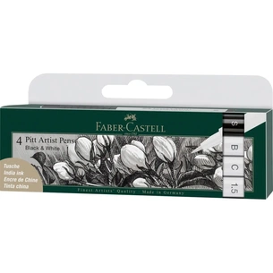 Лайнер Faber-Castell набір капілярних ручок PITT Artist Pen black & white чорний/білий 4 шт різних діаметрів (28939) зображення 1