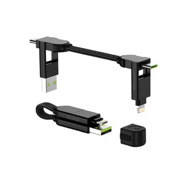 Дата кабель 6in1 inCharge X 0,14m 100W black Rolling Square (X01WR) - зображення 1