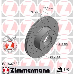Гальмівний диск ZIMMERMANN 150.3467.52 зображення 1
