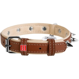 Нашийник для тварин WAUDOG Soft з QR паспортом з шипами Ш 20 мм Д 30-39 см коричневий (7193) зображення 1