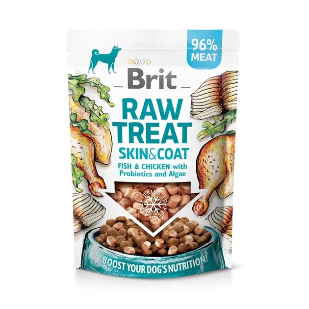 Ласощі для собак Brit Raw Treat freeze-dried Skin and Coat риба і курка 40 г (8595602564446) - зображення 1