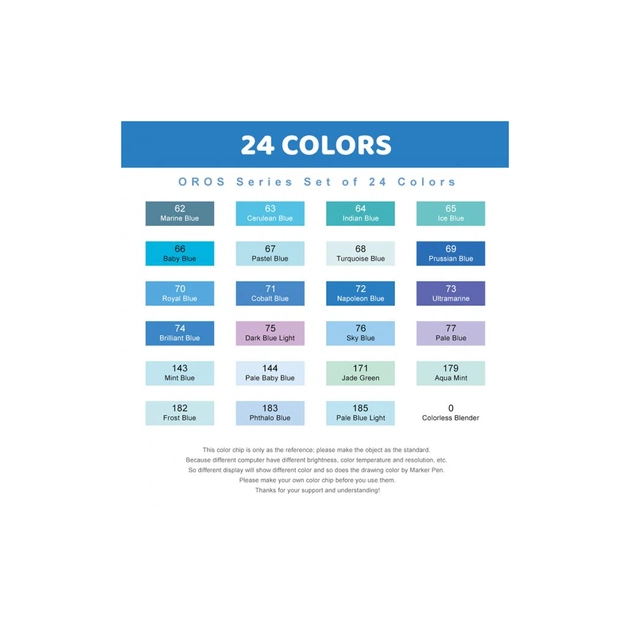 Художній маркер Arrtx Спиртові Oros ASM-03BU 24 кольори, сині відтінки (LC302529) - picture 8