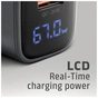 Зарядний пристрій AXAGON 1xUSB-C PD67W + 1xUSB QC4+ PPS display gray (ACU-PQ67D) - зменшене зображення 3