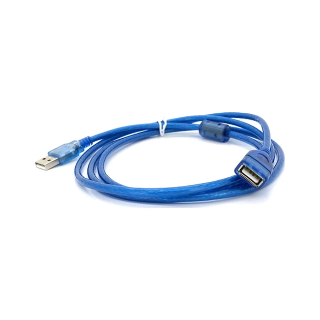 Дата кабель USB 2.0 AM/AF 1.5m ferrite transparent blue Voltronic (YT-AM/AF-1.5TBL) - зображення 1