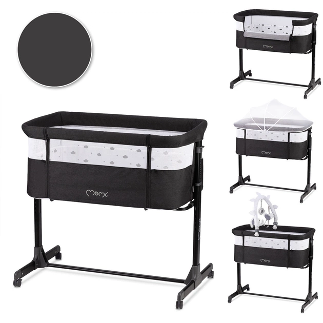 Кроватка MoMi Приставне ліжечко MoMi REVO (колір - dark grey) (LOZE00021) - изображение 5