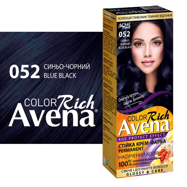 Фарба для волосся Acme Color Avena Rich Color Стійка 052 - Синьо-чорний (4823115502643) - picture 3