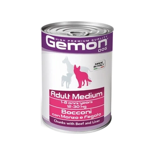 Консерви для собак Gemon Dog Wet Medium Adult шматочки з яловичиною та печінкою 415 г (8009470387859) зображення 1