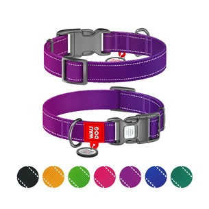 Нашийник для тварин WAUDOG Nylon Mono з QR паспортом, пластиковий фастекс M фіолетовий (52109) зображення 1