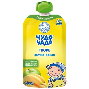 Дитяче пюре Чудо-Чадо Яблучно-бананове без цукру, 90 г (4820016253643) изображение 1