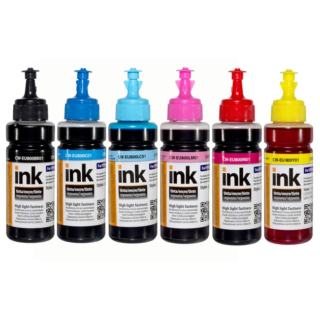 Чернила ColorWay Epson L800 (6х100) BK/С/M/LС/LM/Y (CW-EU800SET01) - изображение 1