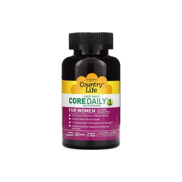 Вітамінно-мінеральний комплекс Country Life Мультивітаміни для жінок, Core Daily-1 Multivitamin for Women, 60 табл (CLF-08192) - изображение 1
