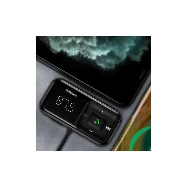 FM модулятор Baseus T Shaped S-16 2 х USB Type-A, microSD, AUX Black (CCMT000201) - зображення 6