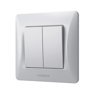 Вимикач Videx BINERA 2кл срібний шовк (VF-BNSW2-SS) изображение 1