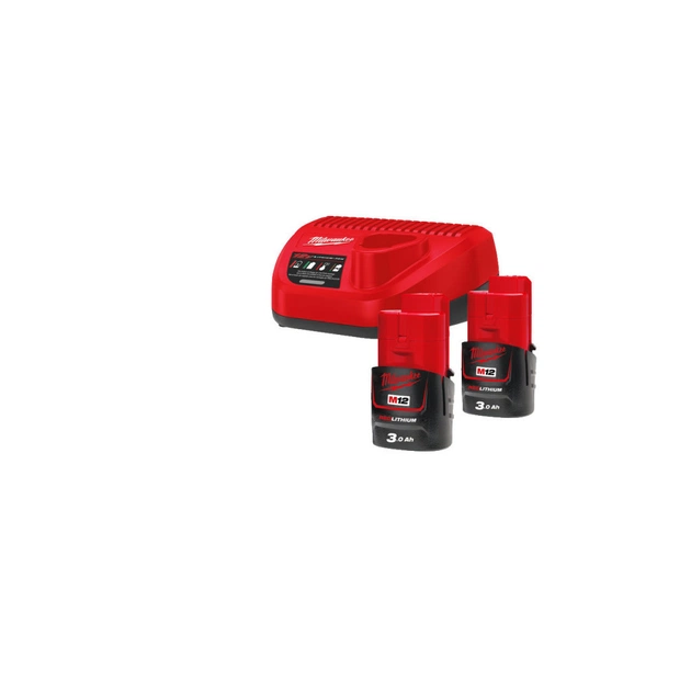 Набір акумулятор + зарядний пристрій Milwaukee Li-Ion M12 NRG-302 B3 2шт + ЗП С12С (4933451902) - зображення 1