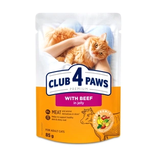 Вологий корм для кішок Club 4 Paws з яловичиною в желе 85 г (4820269142565) зображення 1