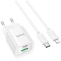 Зарядний пристрій HOCO C147A Charm 1xUSB-C PD20W + 1xUSB QC3.0 + cable USB-C to Lightning White (6942007630283) - зменшене зображення 2