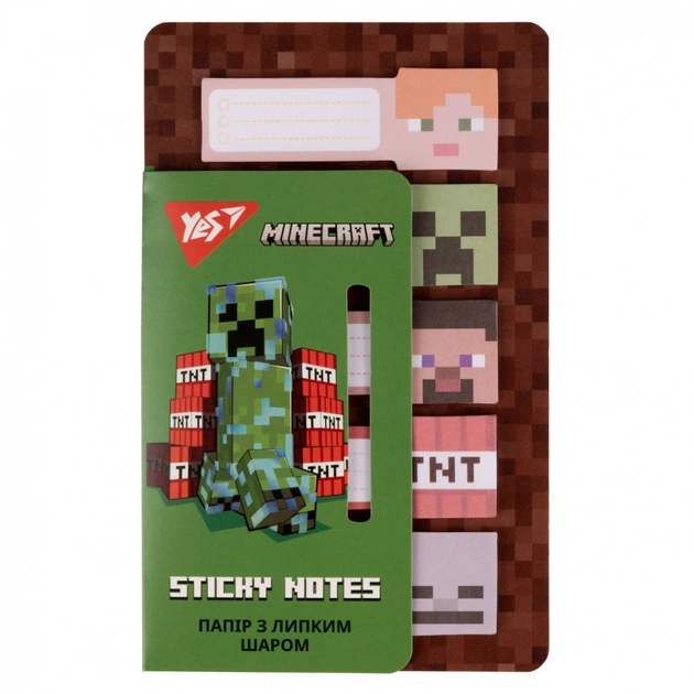 Папір для нотаток Yes з липким шаром Minecraft в наборі 100 аркушів (5х20) (170323) - изображение 1