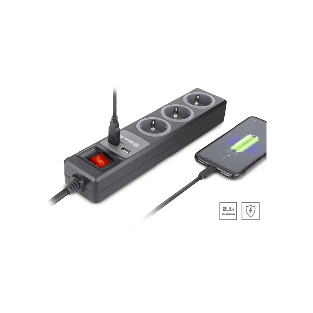 Мережевий подовжувач REAL-EL RS-3 USB CHARGE 1.8m, black (EL122500001) - picture 5