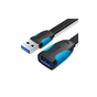 Дата кабель USB 3.0 AM/AF 2.0m flat black Vention (VAS-A13-B200) - зменшене зображення 1