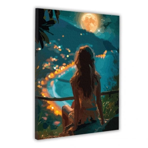 Картина по номерам Santi Дівчина і нічне місто, 40*50см, LED підсвітка (955088) зображення 1