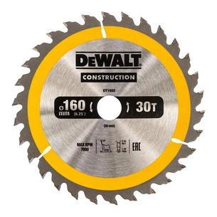 Диск пильний DeWALT СONSTRUCTION , 160 х 20 мм, 30 z, АТВ, 10 градусів (DT1932) зображення 1