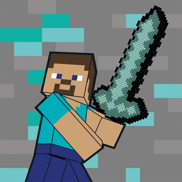 Картина по номерам Santi Майнкрафт Стів та алмазний меч 25х25 см з алмазною мозаїкою (954929) - picture 1