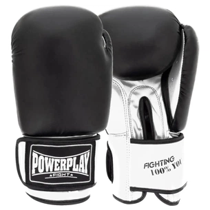 Боксерські рукавички PowerPlay 3004 Classic Чорно-Білі 10 унцій (PP_3004_10oz_Bl/White) зображення 1