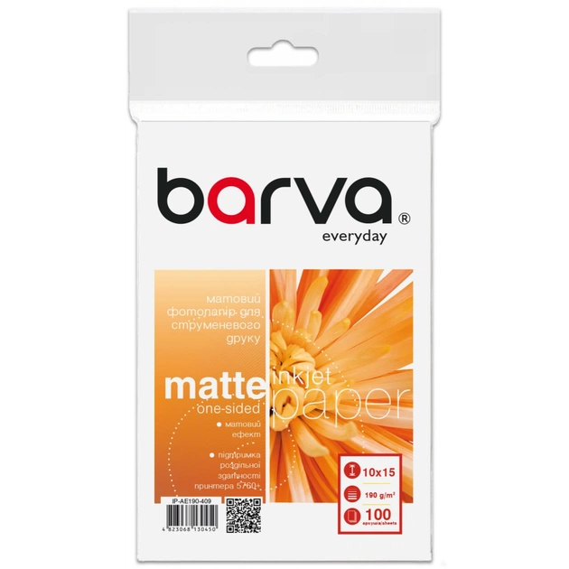 Фотобумага Barva 10x15, 190 g/m2, Everyday, Matte, 100c (IP-AE190-409) - изображение 1