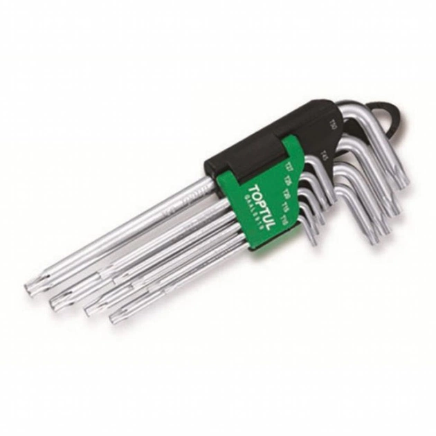 Ключ Toptul Г-подібний TORX T10-T50 9од. супердовгий з отвором (GAAL0915) - изображение 1
