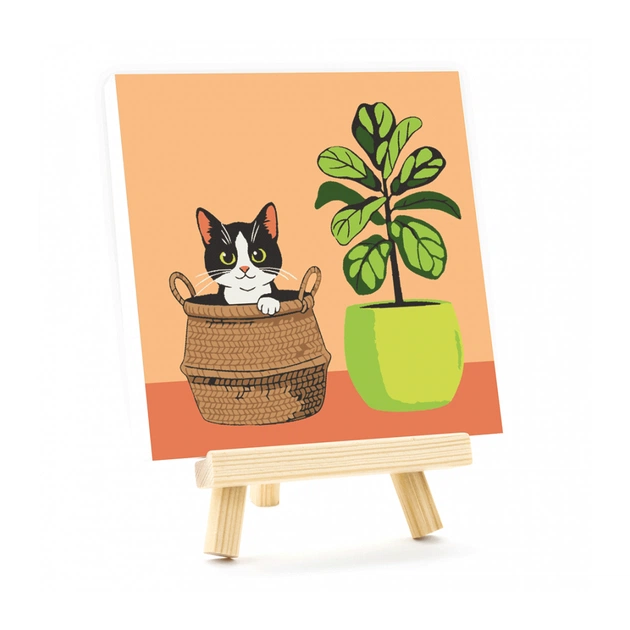 Картина по номерам Rosa Кошеня у вазоні, 15х15см, з мольбертом (4823098548584) - picture 2