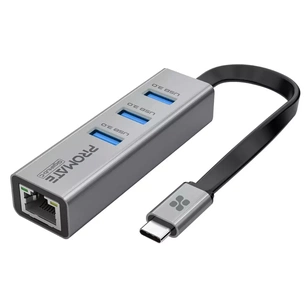 Концентратор Promate USB Hub 4 ports gigahub-c.grey (gigahub-c.grey) зображення 1