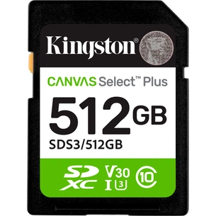 Карта пам'яті Kingston 512GB SDXC class 10 UHS-I U3 V30 A1 Canvas Select Plus (SDS3/512GB) зображення 1