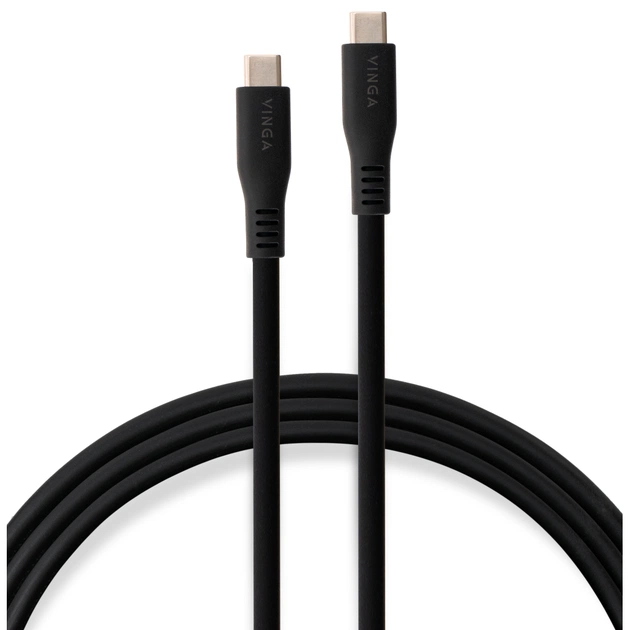 Дата кабель USB-C to USB-C 2.0m UBS3.2 Gen2 10G 240W Chip Silicon Black Vinga (VCPDCCC3242SB) - зображення 1