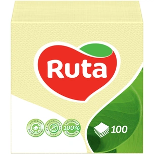 Серветки столові Ruta 24х24 см 1 шар Жовті 100 шт. (4820023740501) зображення 1