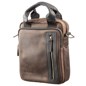 Сумка Shvigel У вінтажній шкірі Коричневого-чорна (11182) зображення 1