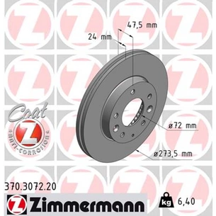 Гальмівний диск ZIMMERMANN 370.3072.20 зображення 1