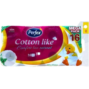 Туалетний папір Perfex Cotton Like Comfort Line 3 шари 16 рулонів (8606110850522) зображення 1
