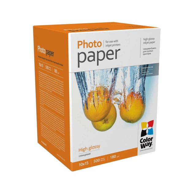 Фотопапір ColorWay 10x15 180г glossy, 500с (PG1805004R) - зображення 1