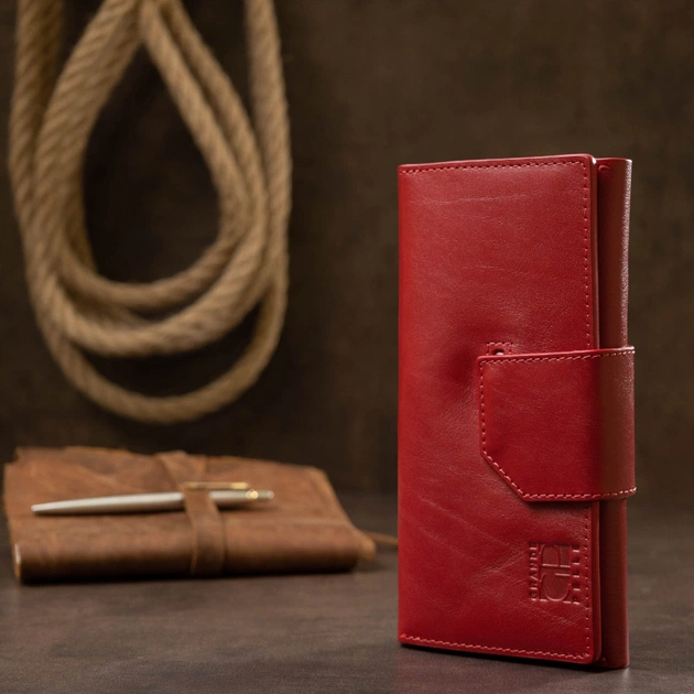 Гаманець Grande Pelle У три складання Червоний (11564) - зображення 10