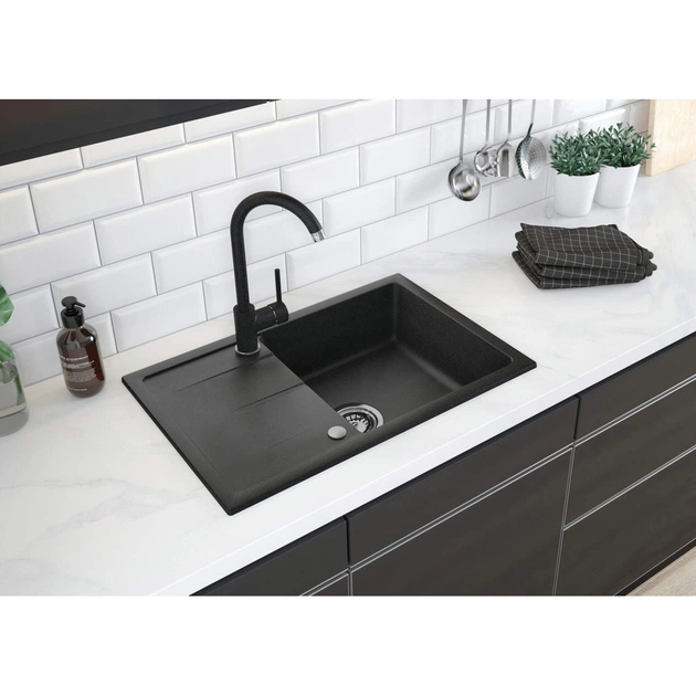 Мойка кухонная Deante Leda, мийка ZRD_2113 + зміш. BOC_B740, графіт (ZRDG2113) - изображение 3