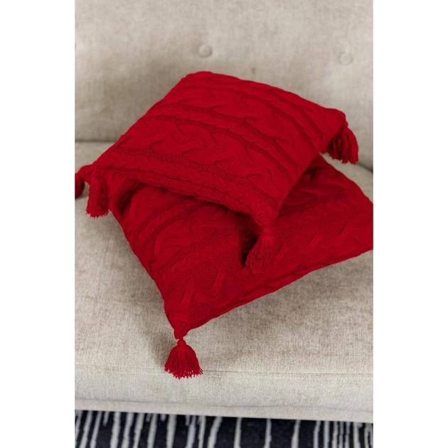 Наволочка Прованс декоративна в'язана Hit Kosa червона 45х45 (031668) - picture 3