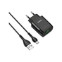 Зарядний пристрій HOCO C72Q Glorious USB QC3.0 + cable USB to Micro 5P 18W Black (6931474732521) - зменшене зображення 1