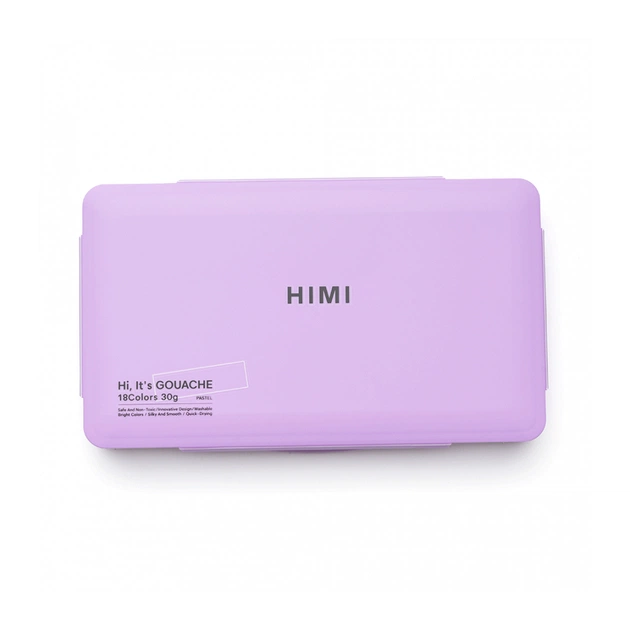 Гуашеві фарби HIMI Jelly Cup 18 кольори по 30 мл, Пастельні, фіолетовий пластик.пенал (6976939682584) - picture 5