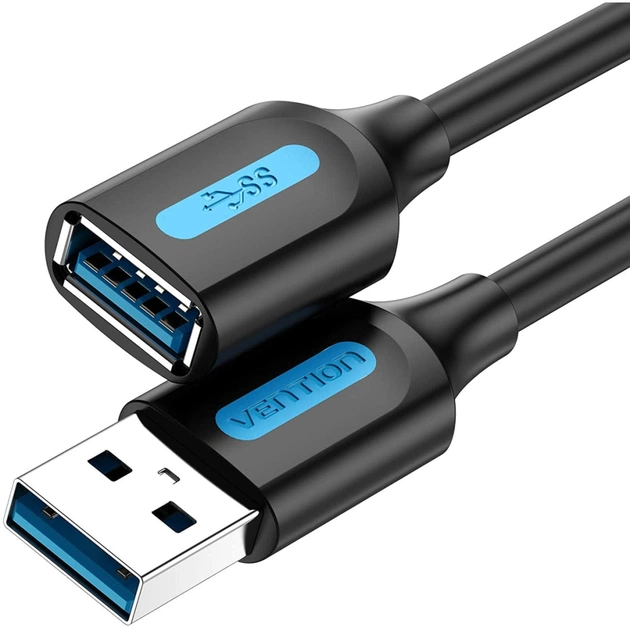 Дата кабель USB 3.0 AM/AF 0.5m black Vention (CBHBD) - изображение 1