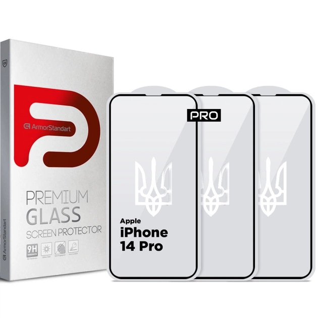 Скло захисне Armorstandart Pro 3D LE Apple iPhone 14 Pro Black 3 шт (ARM77601) - зображення 1