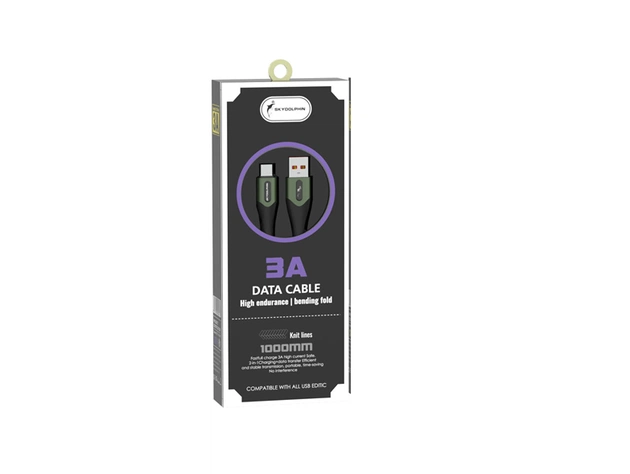 Кабель SkyDolphin S01T USB - USB Type-C (M/M), 1 м, Dark Green (USB-000582) - изображение 1
