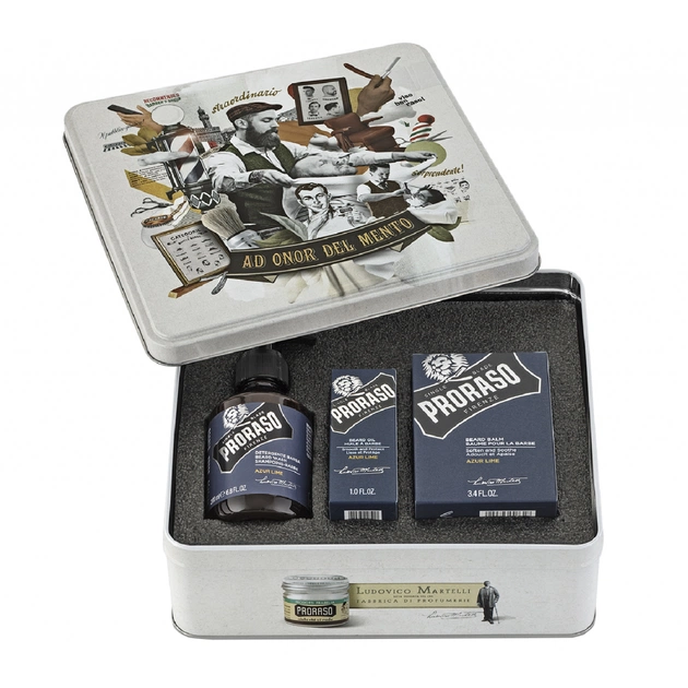 Набір косметики Proraso Azur Lime для догляду за бородою (8004395006915) - picture 1