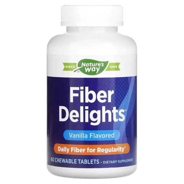 Вітамін Nature's Way Клітковина, смак ванілі, Fiber Delights, 60 жувальних таблеток (NWY-07526) - зображення 1