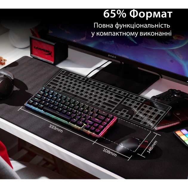 Клавіатура HyperX Origins 2 65 HX Red USB UA Black (B4QS3AA) - зображення 7