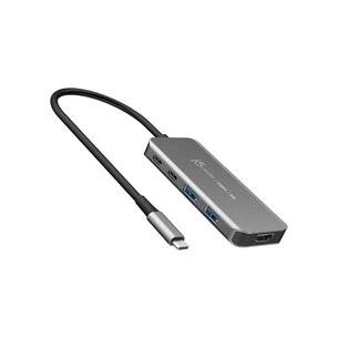Концентратор J5create USB-C 5-in-1 2xUSB 3.2 10Gbps + 2xUSB-C 10Gbps PD 100W + HDMI 8K gray (JCH453-N) зображення 1